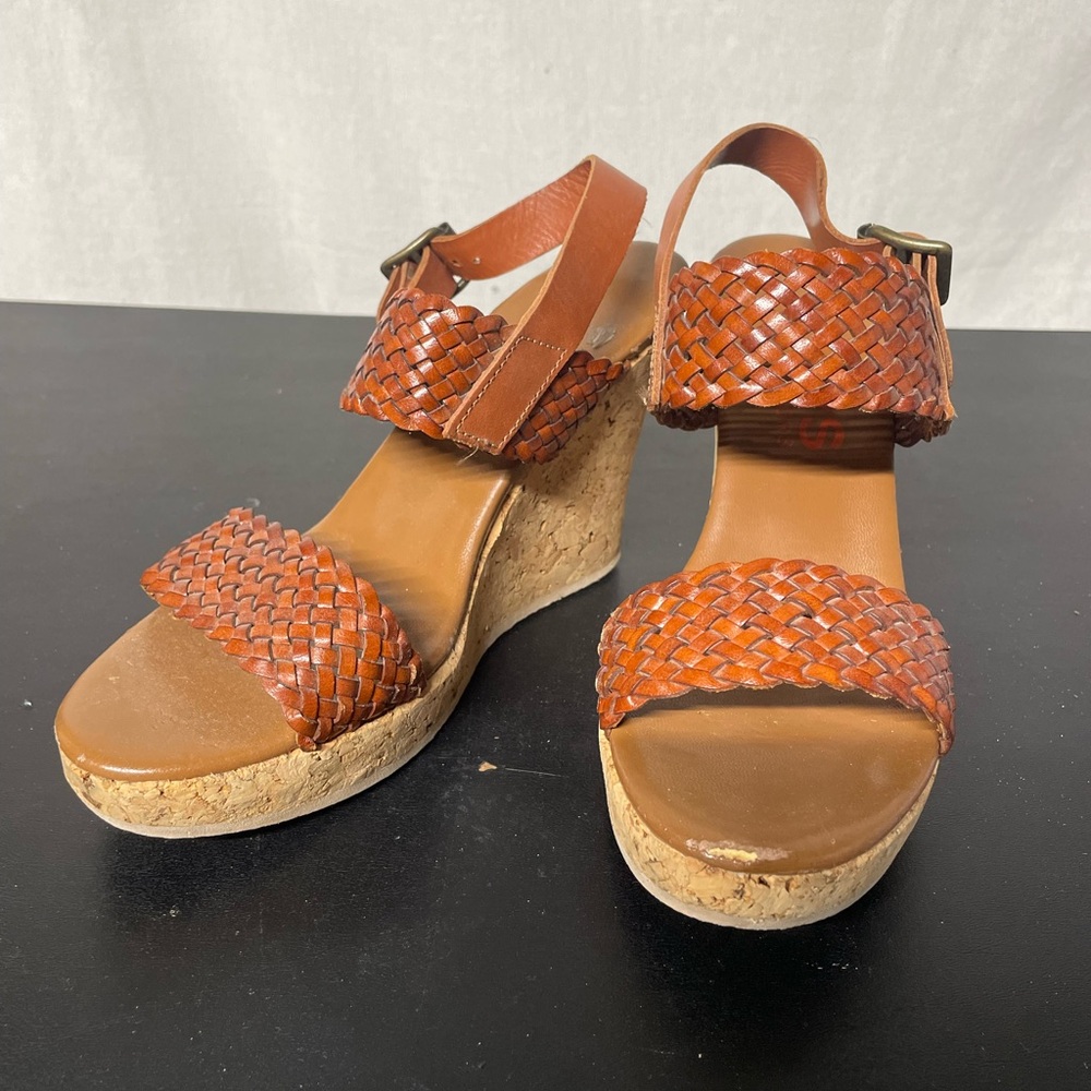 Michael Kors Brown Woven Wedge Sandals